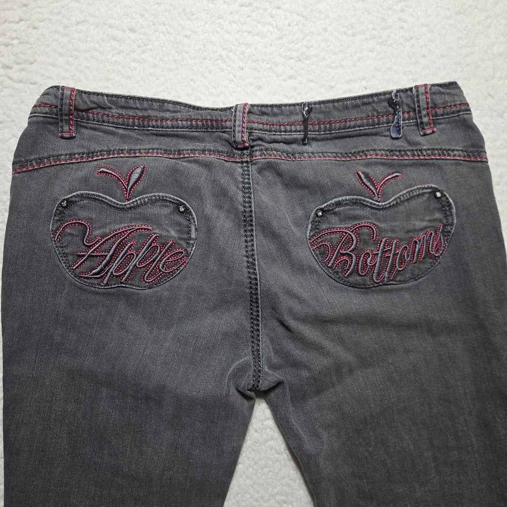Vintage Y2K Apple Bottom Boot Cut Black Jeans by Nelly Size 34x30 Distressed